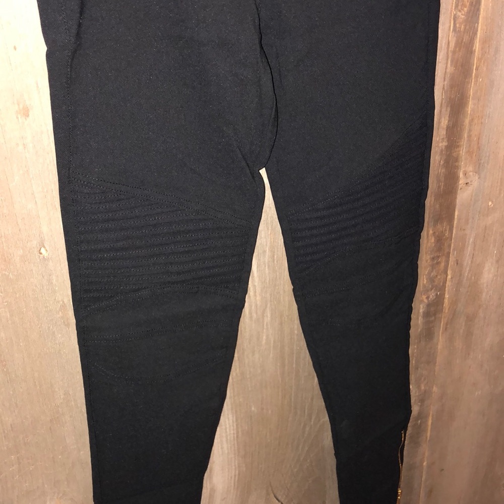 FINAL PRICE Stretchy Black Moto Pants - Picture 3 of 6